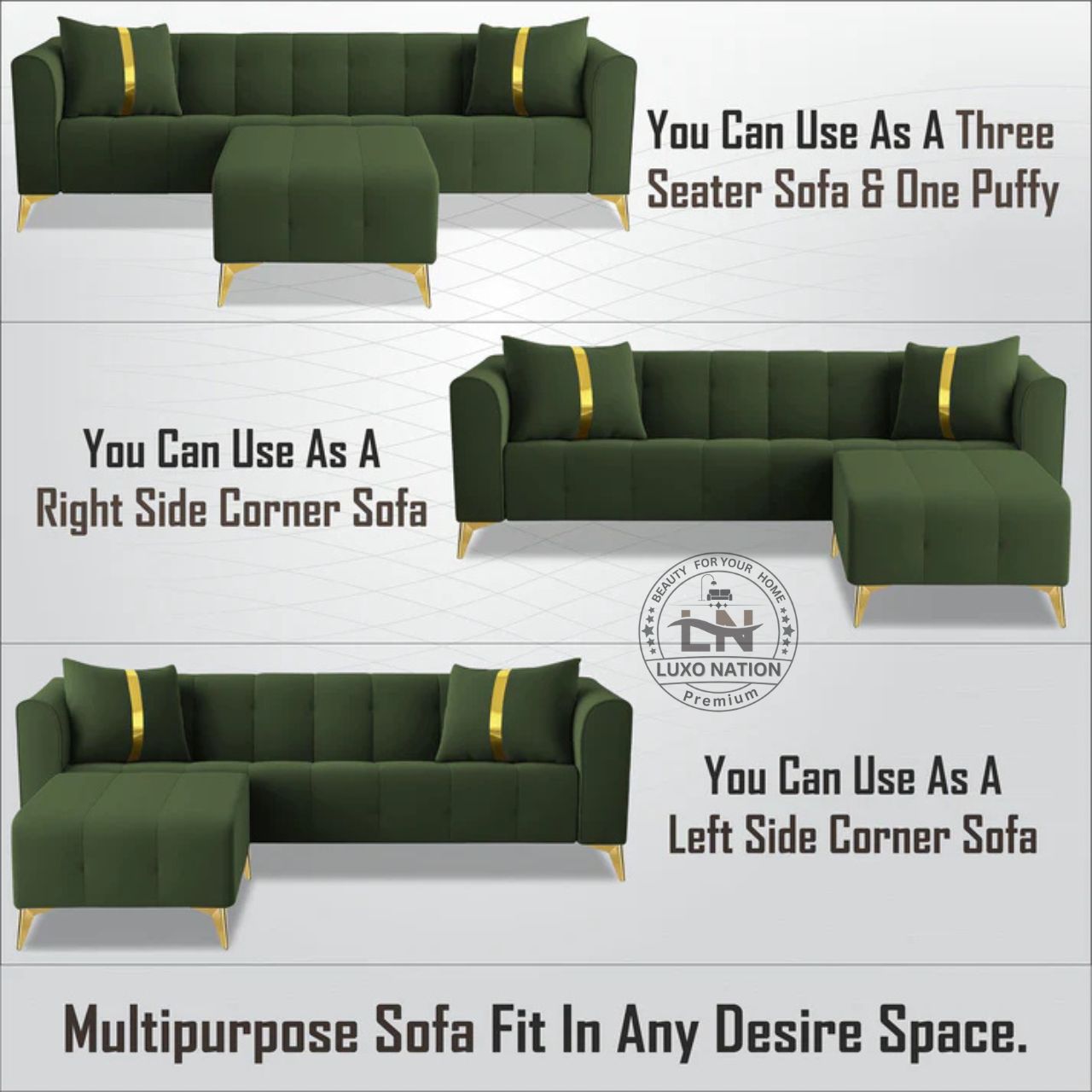 Luxo Nation Modern Luxury Sectional Sofa – Ultimate Comfort & Style